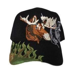 Moose Embroidered Black Cap NWOT